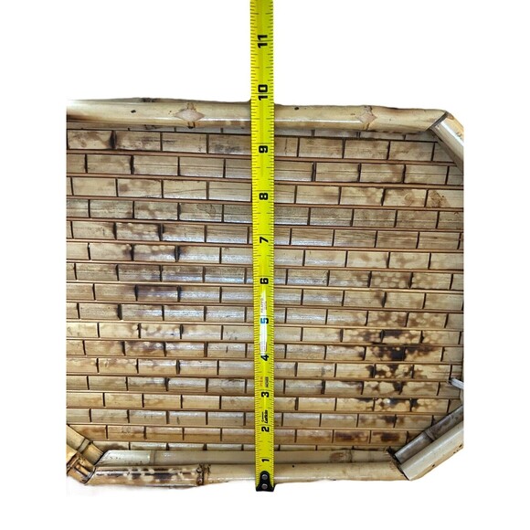 Vtg Rattan Bamboo Woven 3 Handled Tray Vanity Wicker Serving Platter 14”x10” - Picture 6 of 7